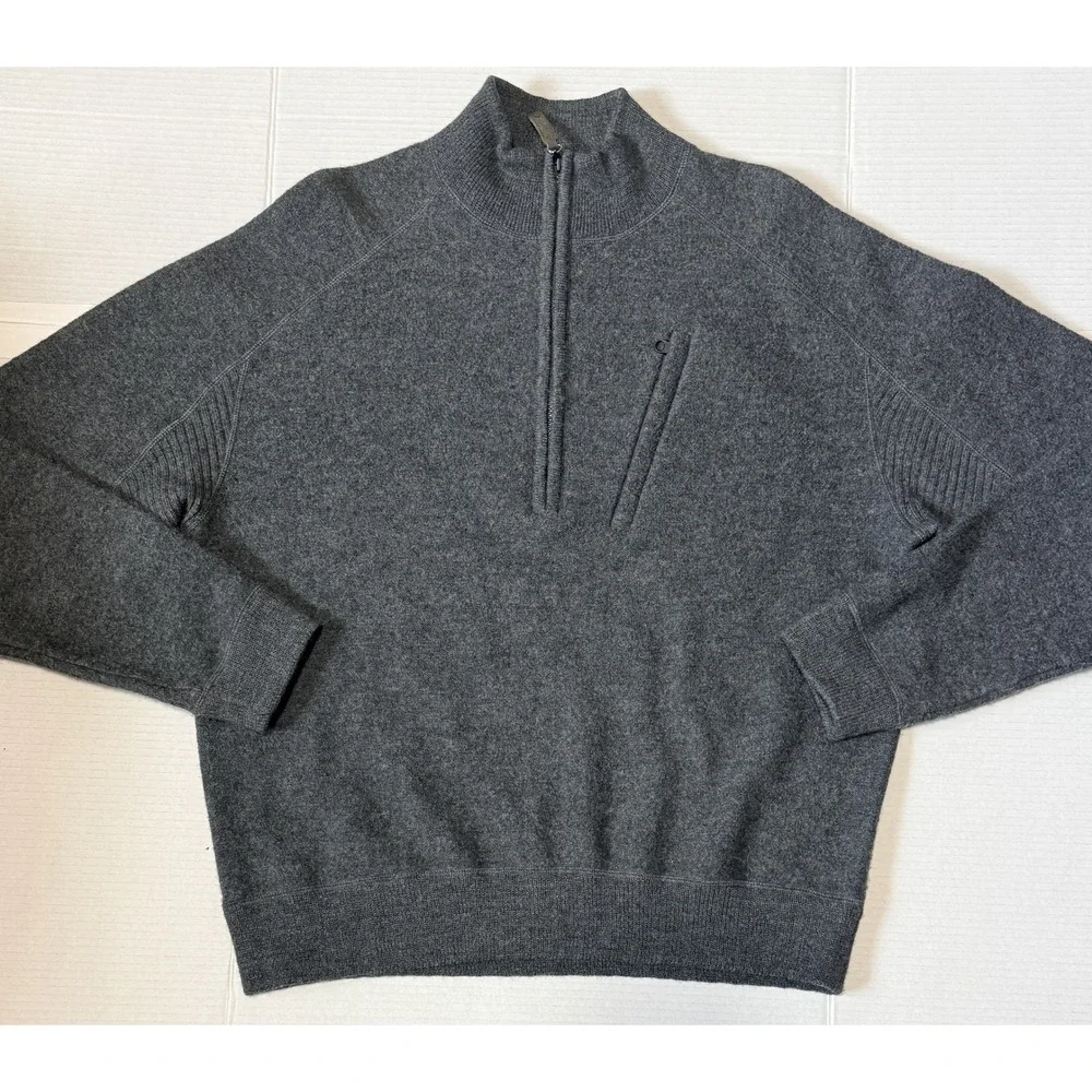 SIMMS FISHING - Men's Wool Pullover Sweater - Gray Half Zip - Large